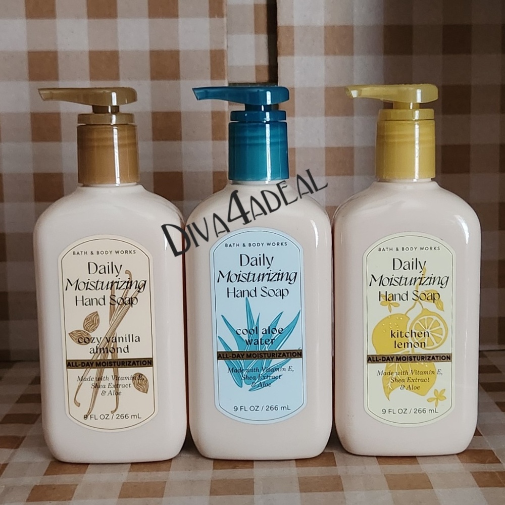 3X Bath Body Works DAILY MOISTURIZING 9 FL OZ Hand Soap Bundle